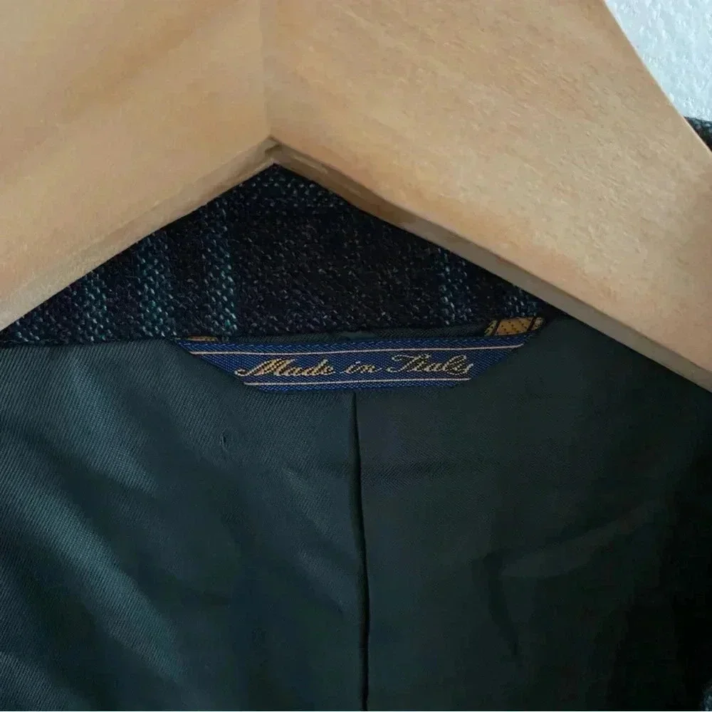 TRUSSINI Wool Chashmere‎ Plaid Blazer Carlo Barbera Sz 50